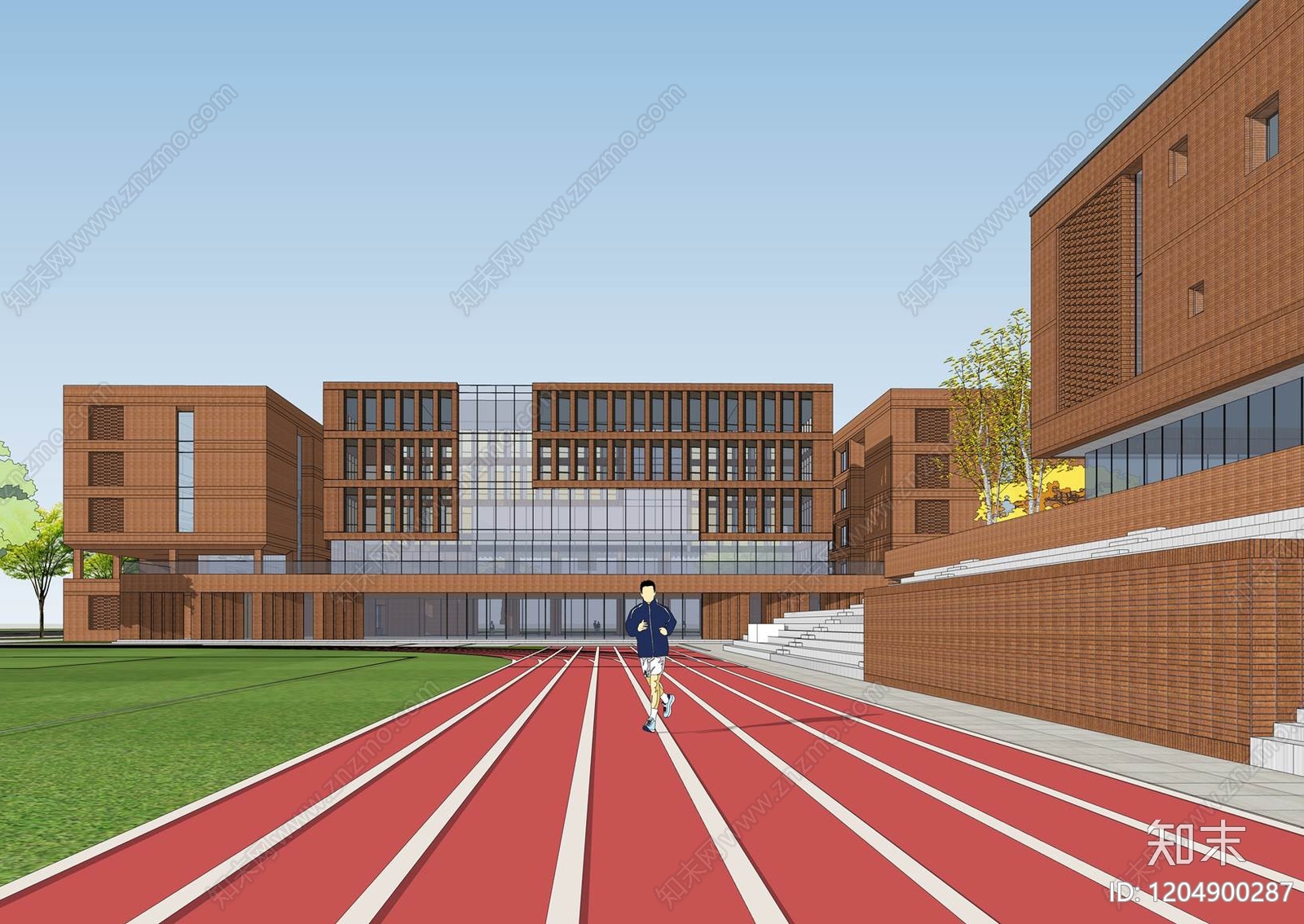 现代新中式学校建筑SU模型下载【ID:1204900287】