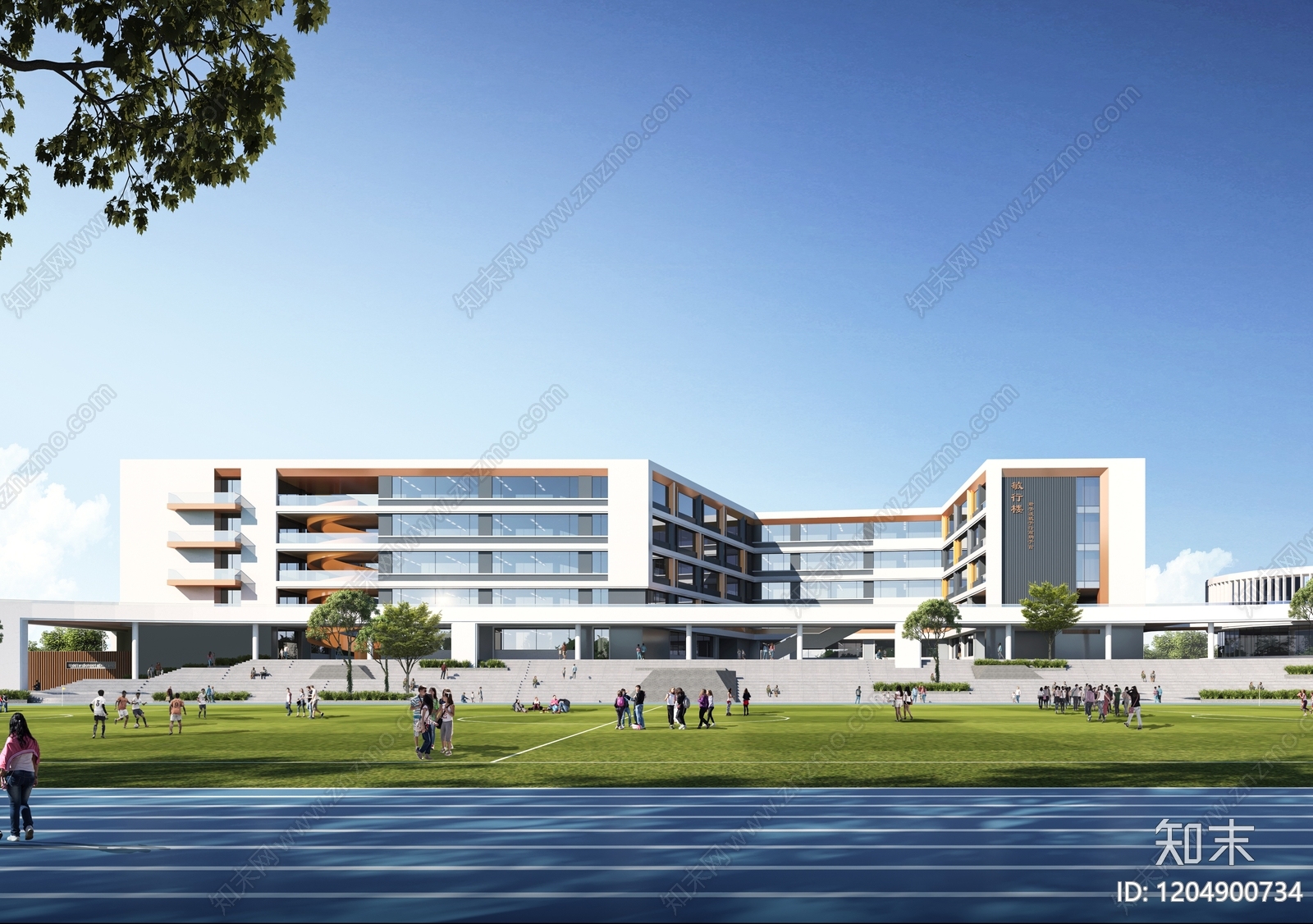 现代新中式学校建筑SU模型下载【ID:1204900734】
