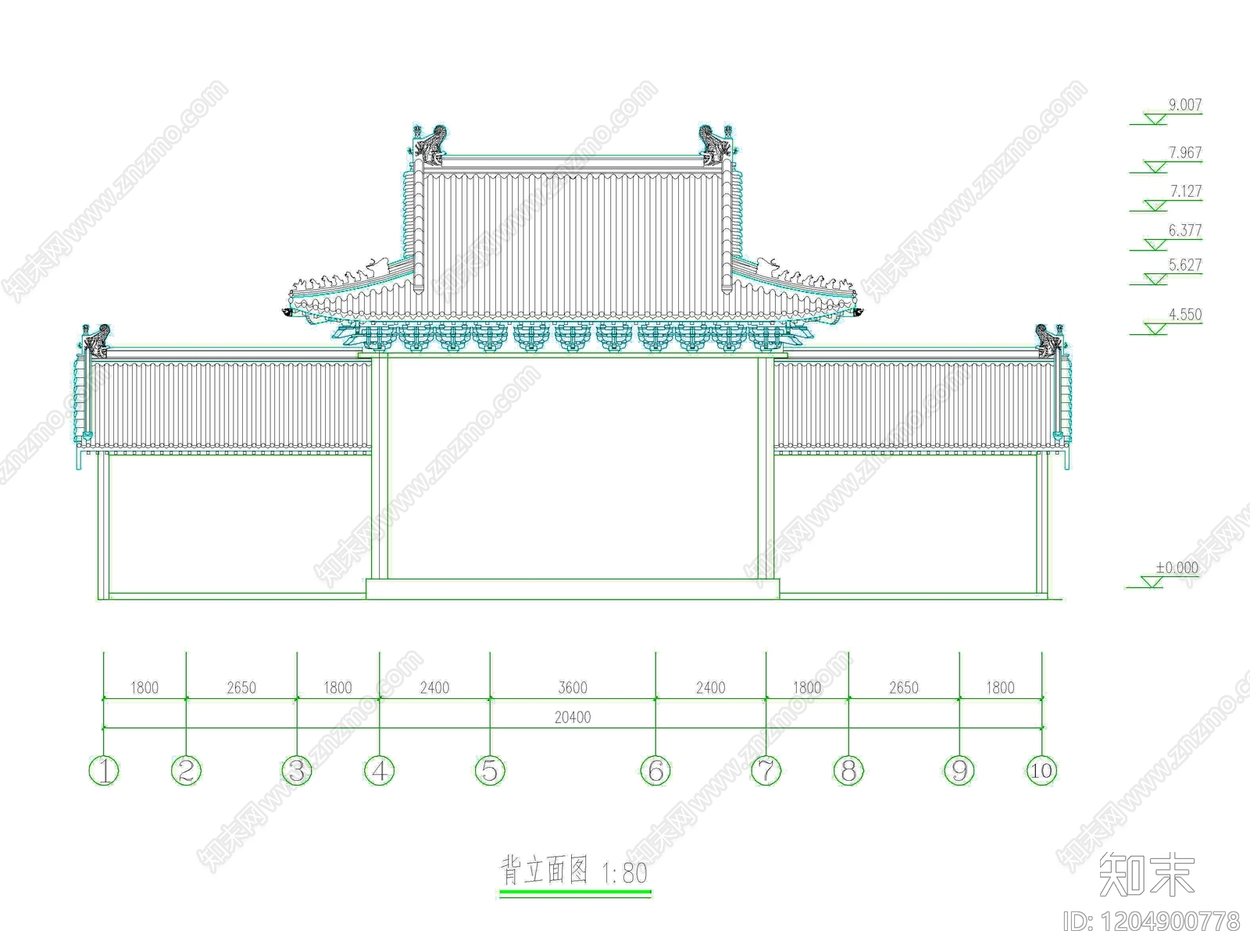 寺庙cad施工图下载【ID:1204900778】