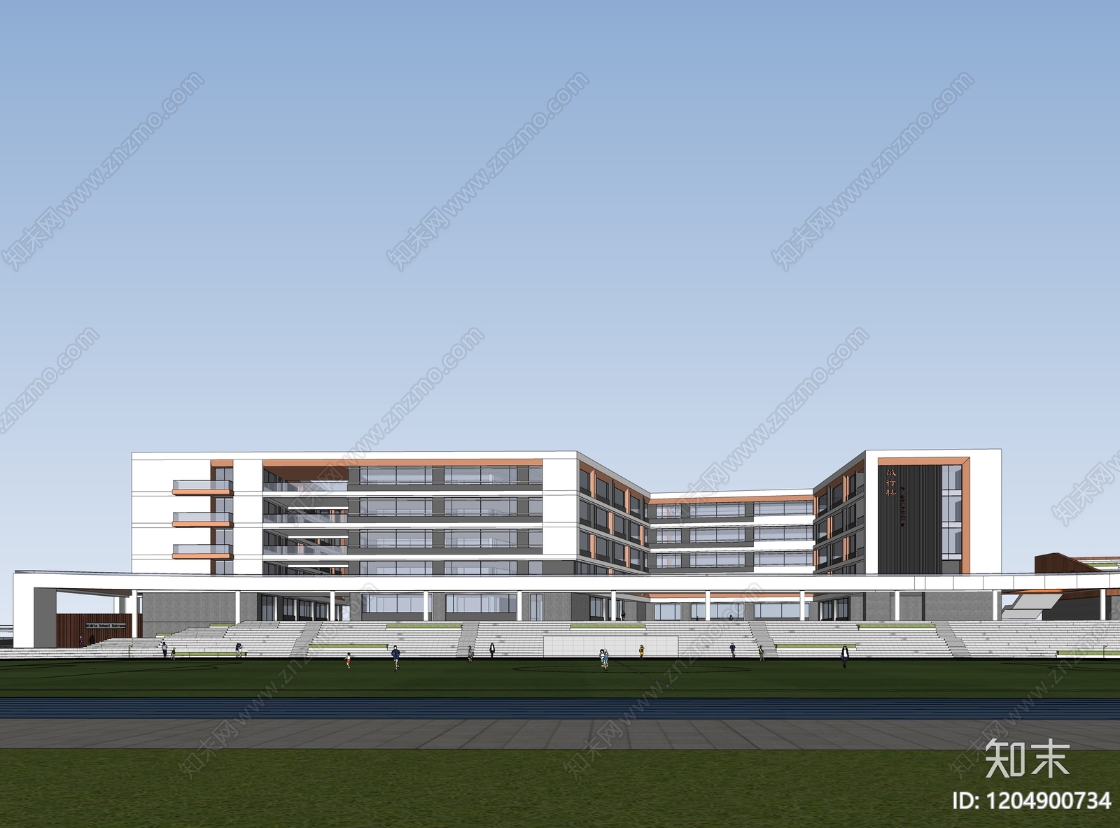 现代新中式学校建筑SU模型下载【ID:1204900734】