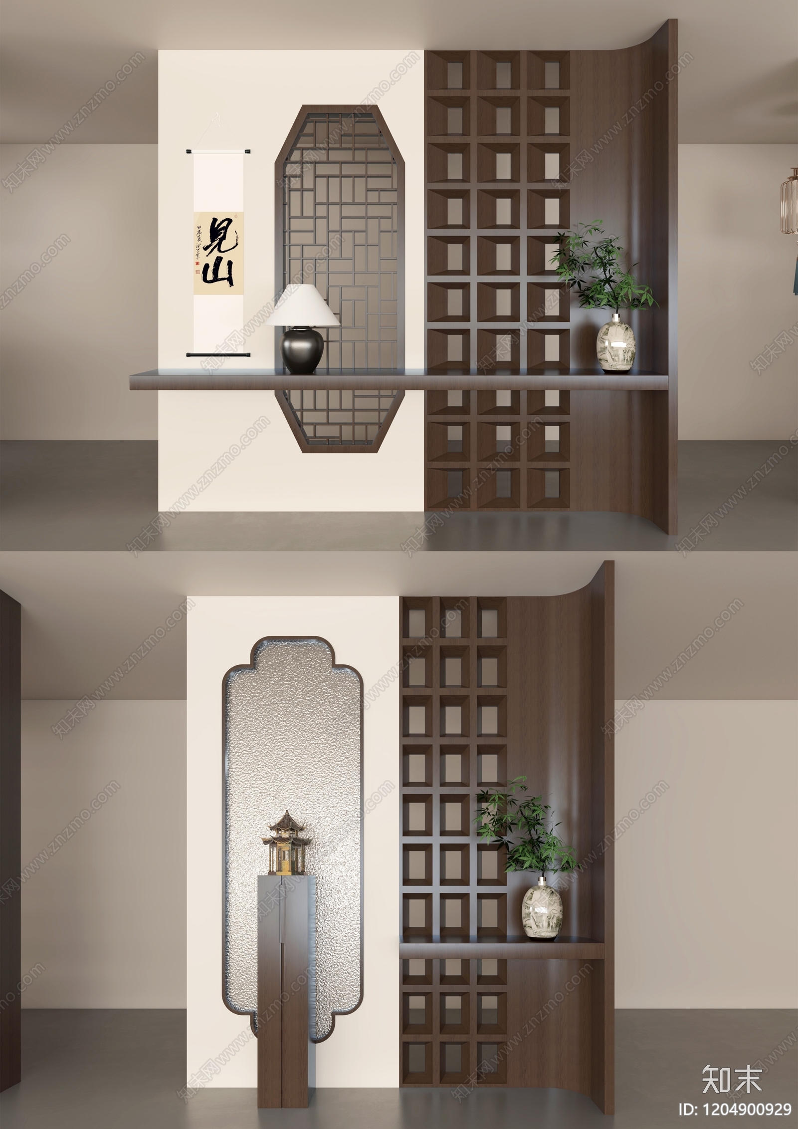 中式新中式玄关3D模型下载【ID:1204900929】