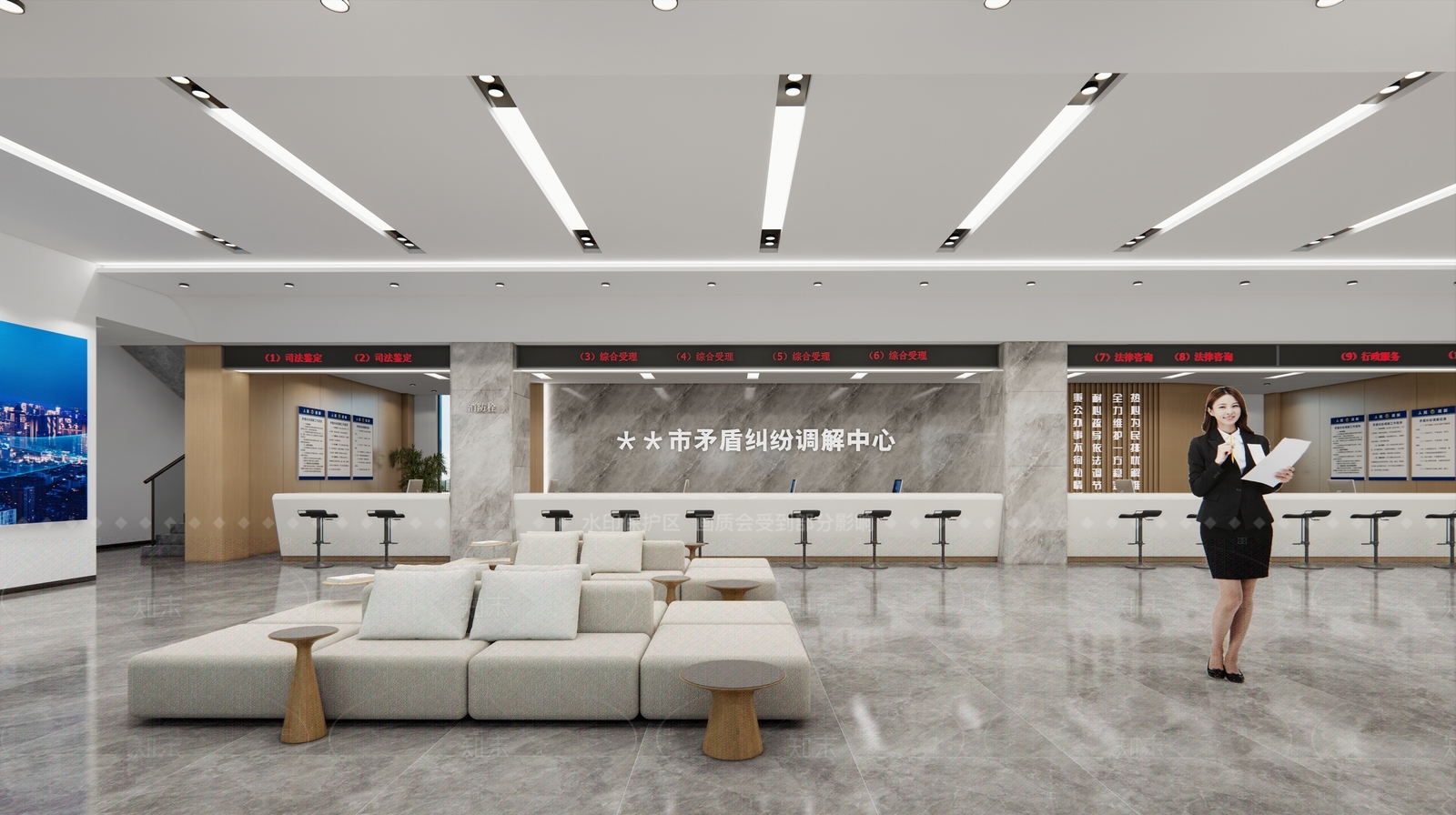 现代办公大堂SU模型下载【ID:1204908270】