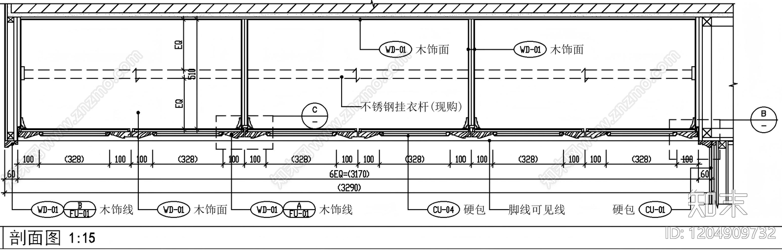 现代柜子cad施工图下载【ID:1204909732】