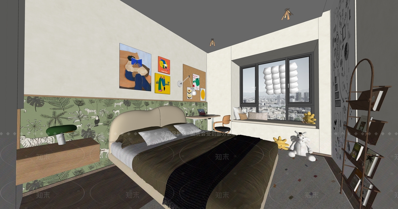 现代轻奢家居卧室SU模型下载【ID:1204910451】