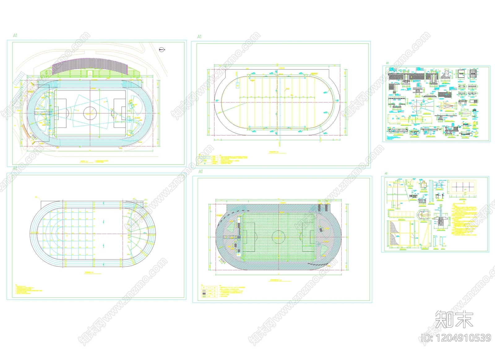 现代操场施工图下载【ID:1204910539】