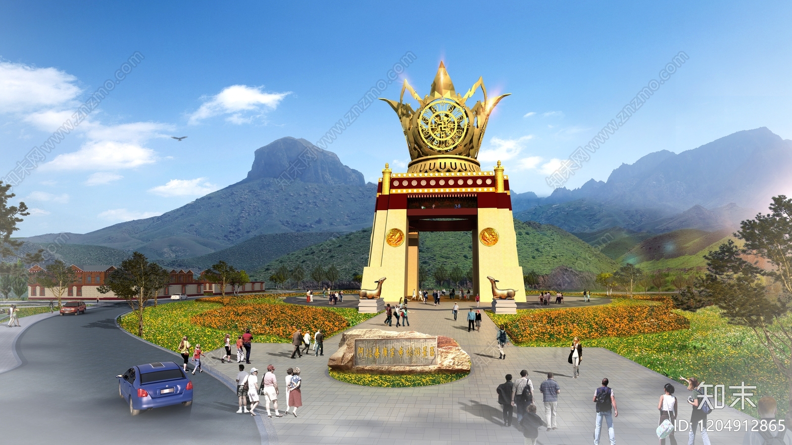 中式寺庙建筑SU模型下载【ID:1204912865】