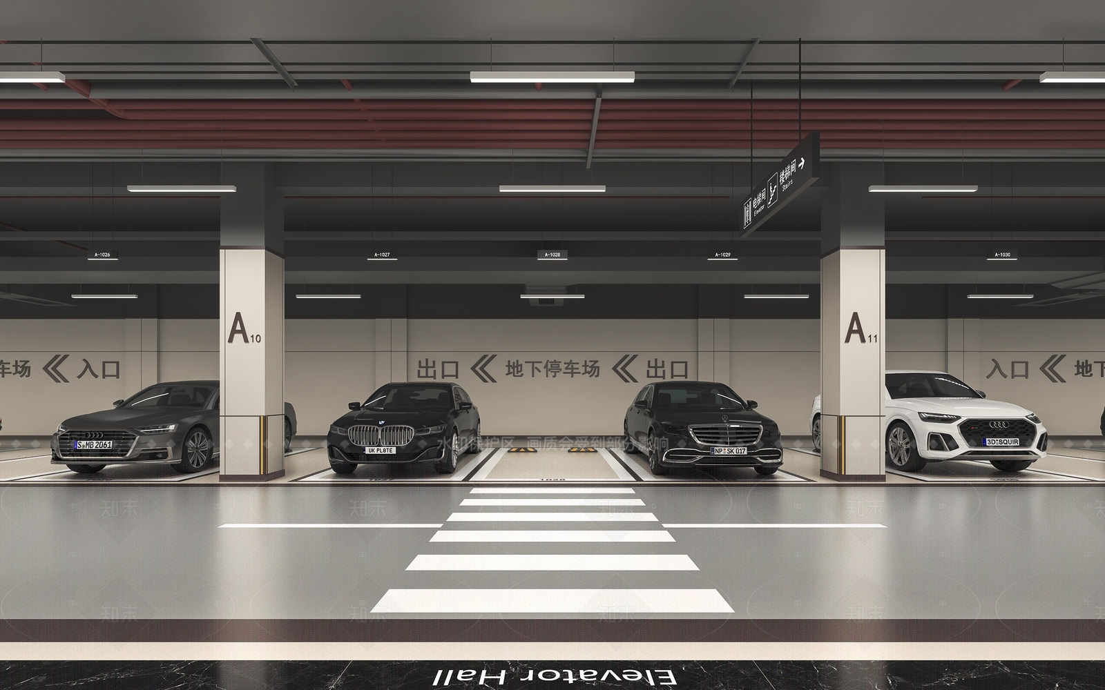 现代地下车库3D模型下载【ID:1204914530】