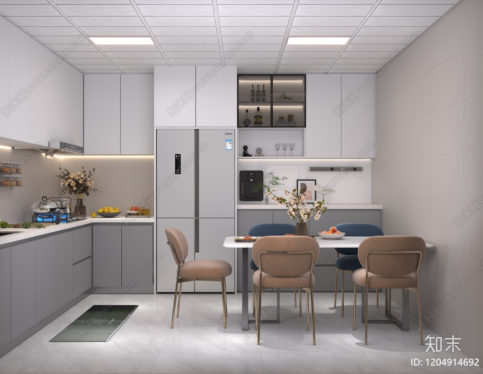 现代封闭式厨房3D模型下载【ID:1204914692】