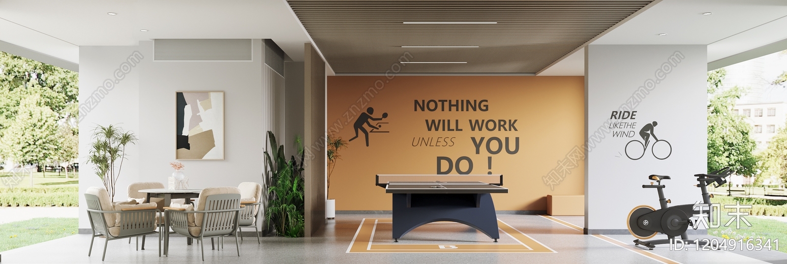 现代乒乓球室3D模型下载【ID:1204916341】