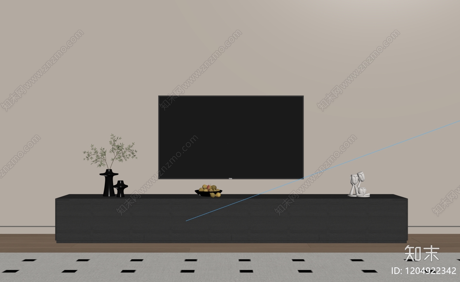 现代原木电视柜SU模型下载【ID:1204922342】