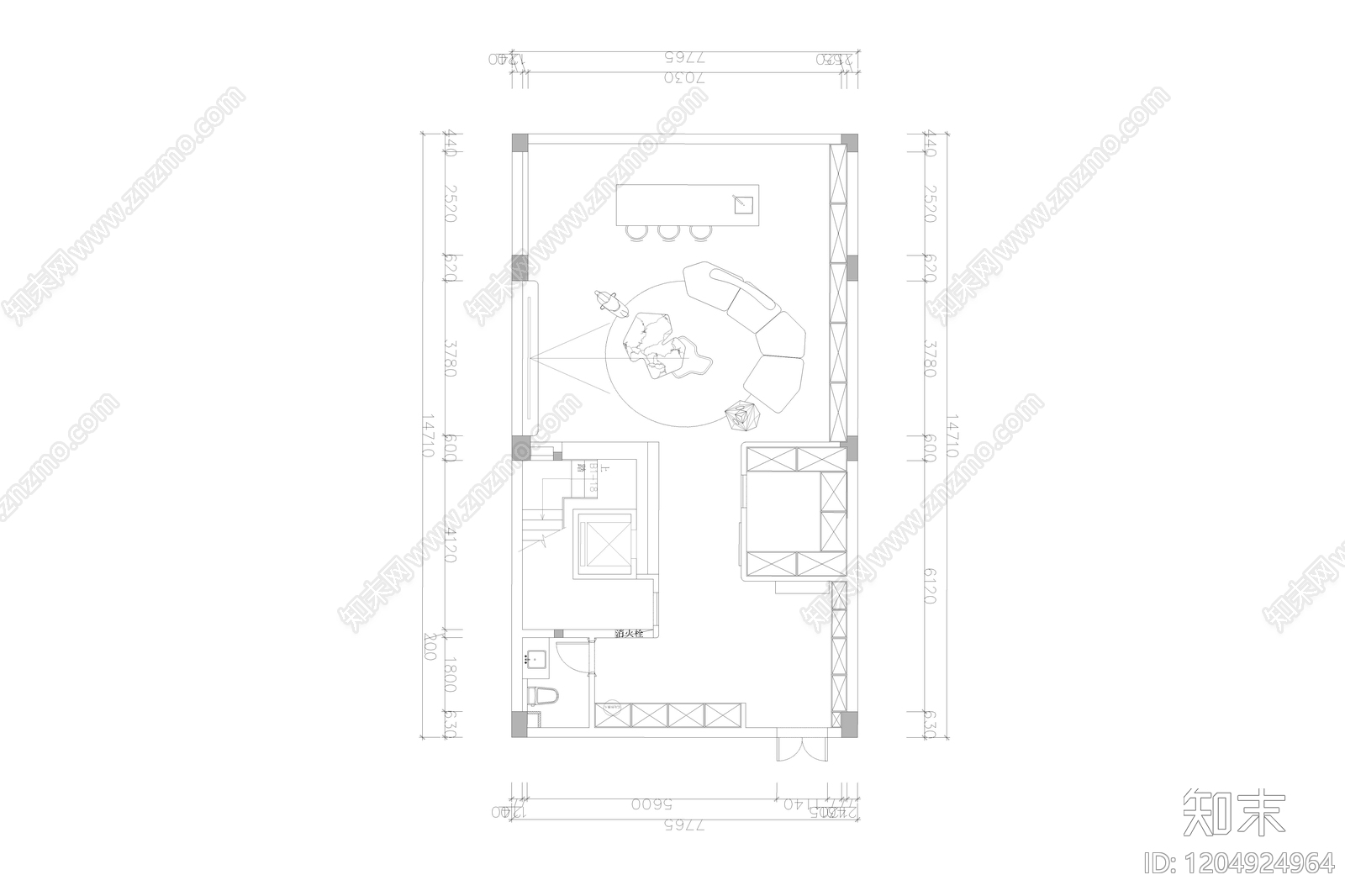 现代简约屋顶花园cad施工图下载【ID:1204924964】