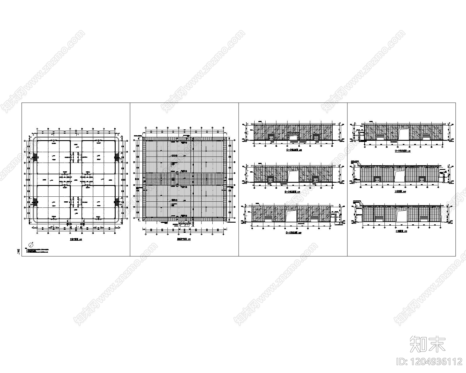 现代产业园建筑cad施工图下载【ID:1204936112】