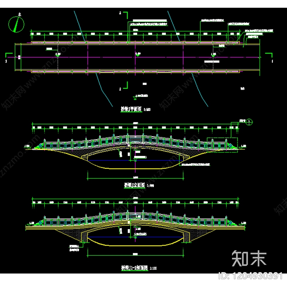 现代中式景观桥施工图下载【ID:1204930391】