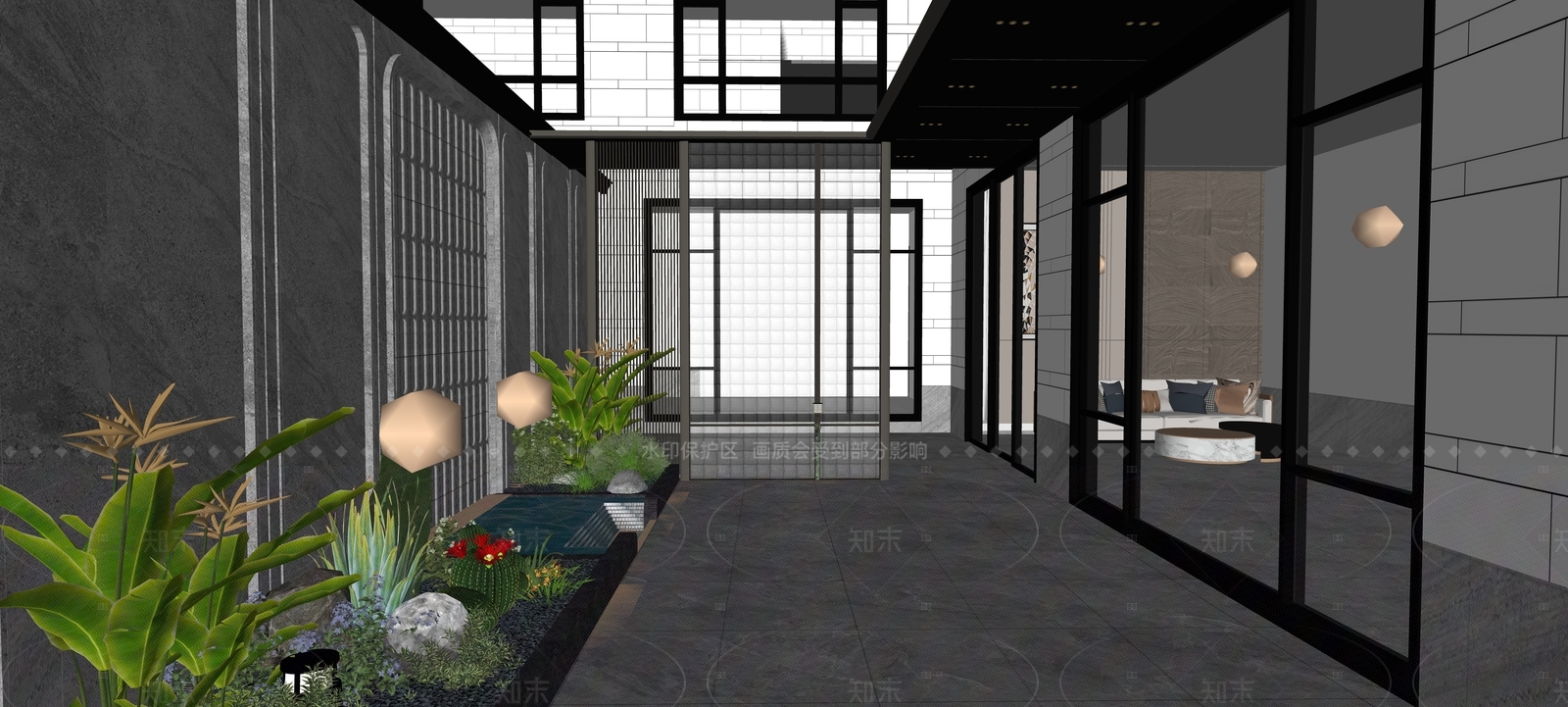 现代轻奢景墙SU模型下载【ID:1204931860】