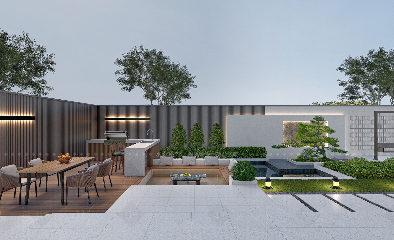 现代别墅庭院SU模型下载【ID:1204932225】