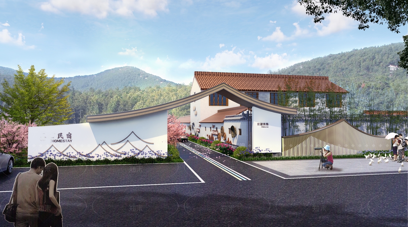 新中式简约入口大门SU模型下载【ID:1204935586】