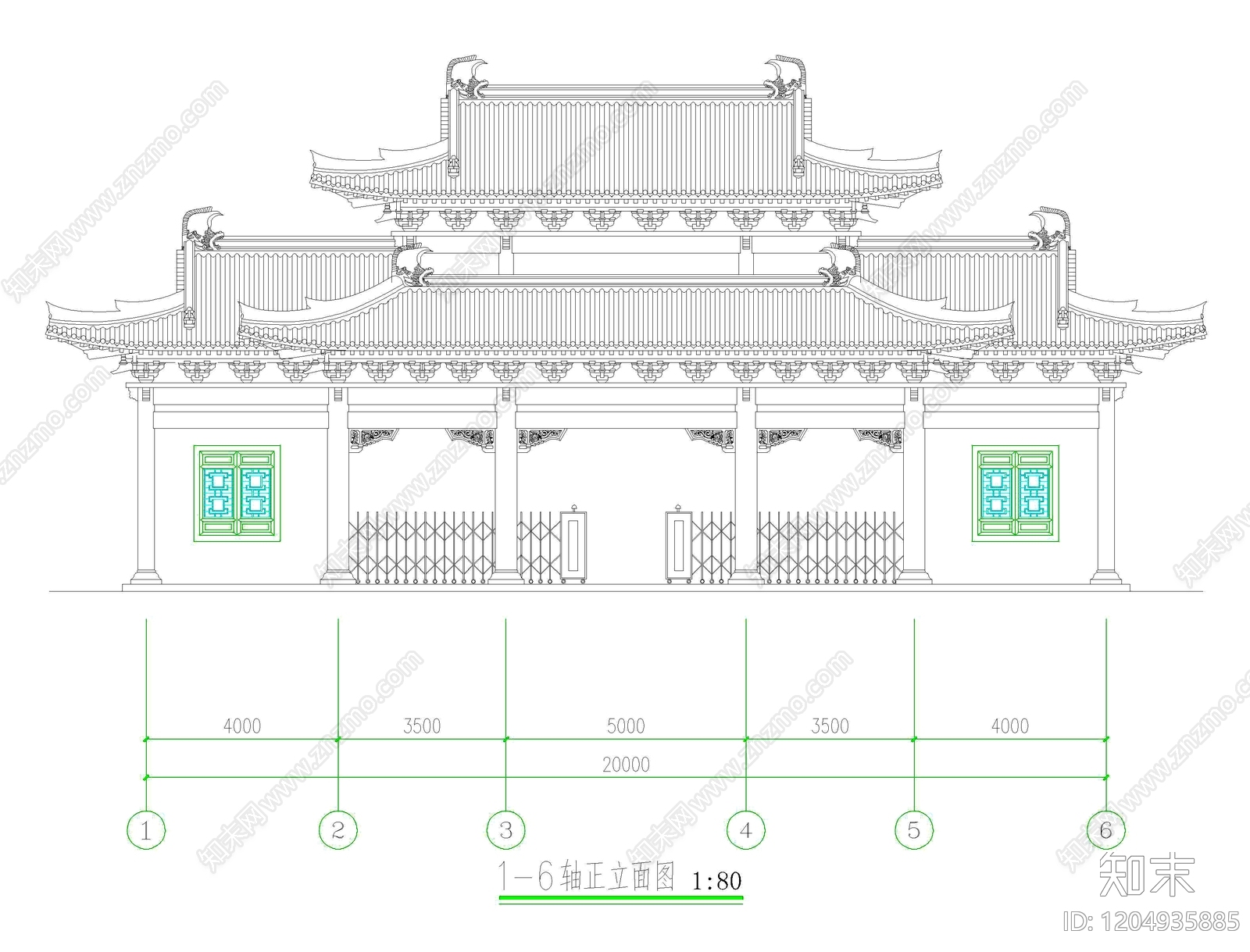仿古建筑施工图下载【ID:1204935885】