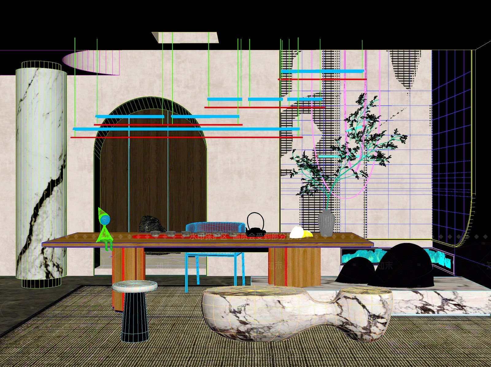 新中式中式茶桌椅3D模型下载【ID:1204936850】