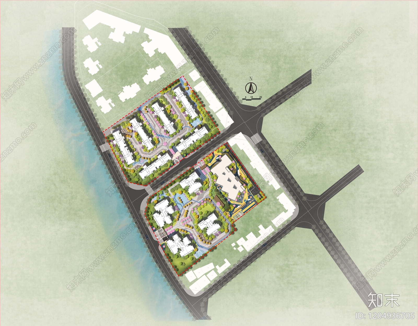 现代住宅彩平图下载【ID:1204936705】