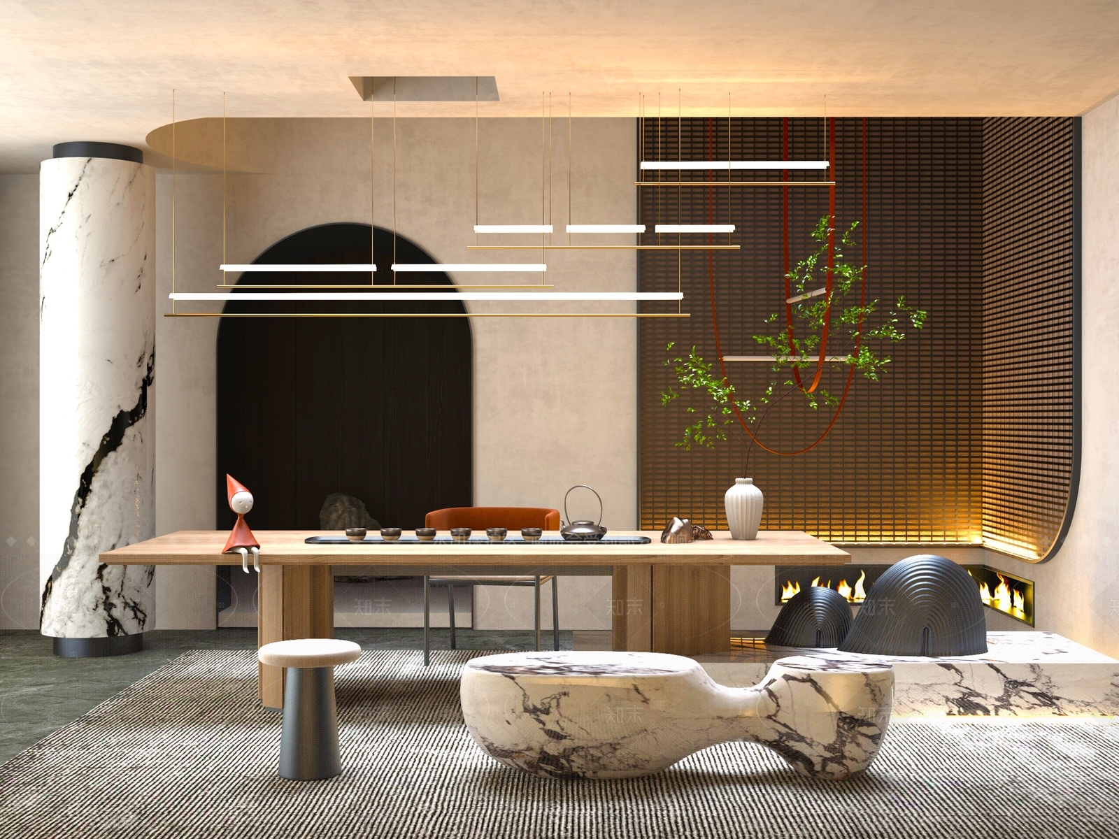 新中式中式茶桌椅3D模型下载【ID:1204936850】
