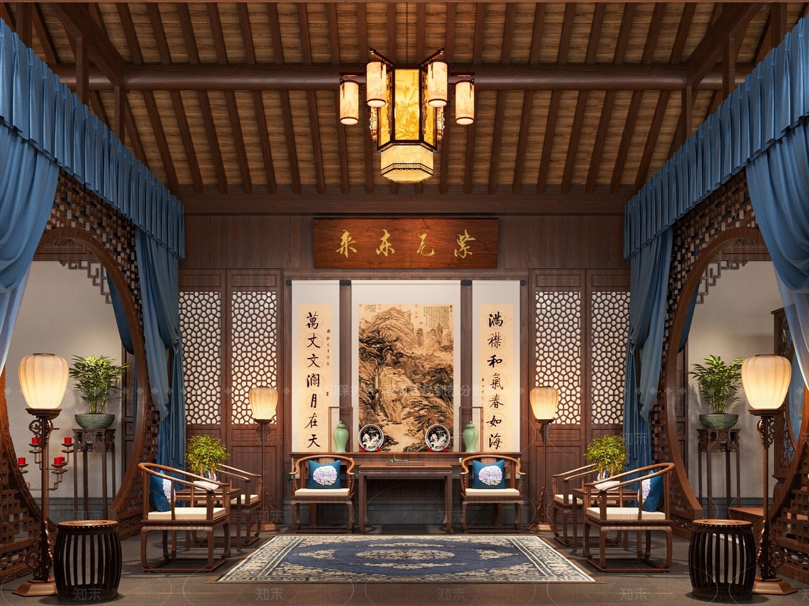 中式家居卧室3D模型下载【ID:1204937720】