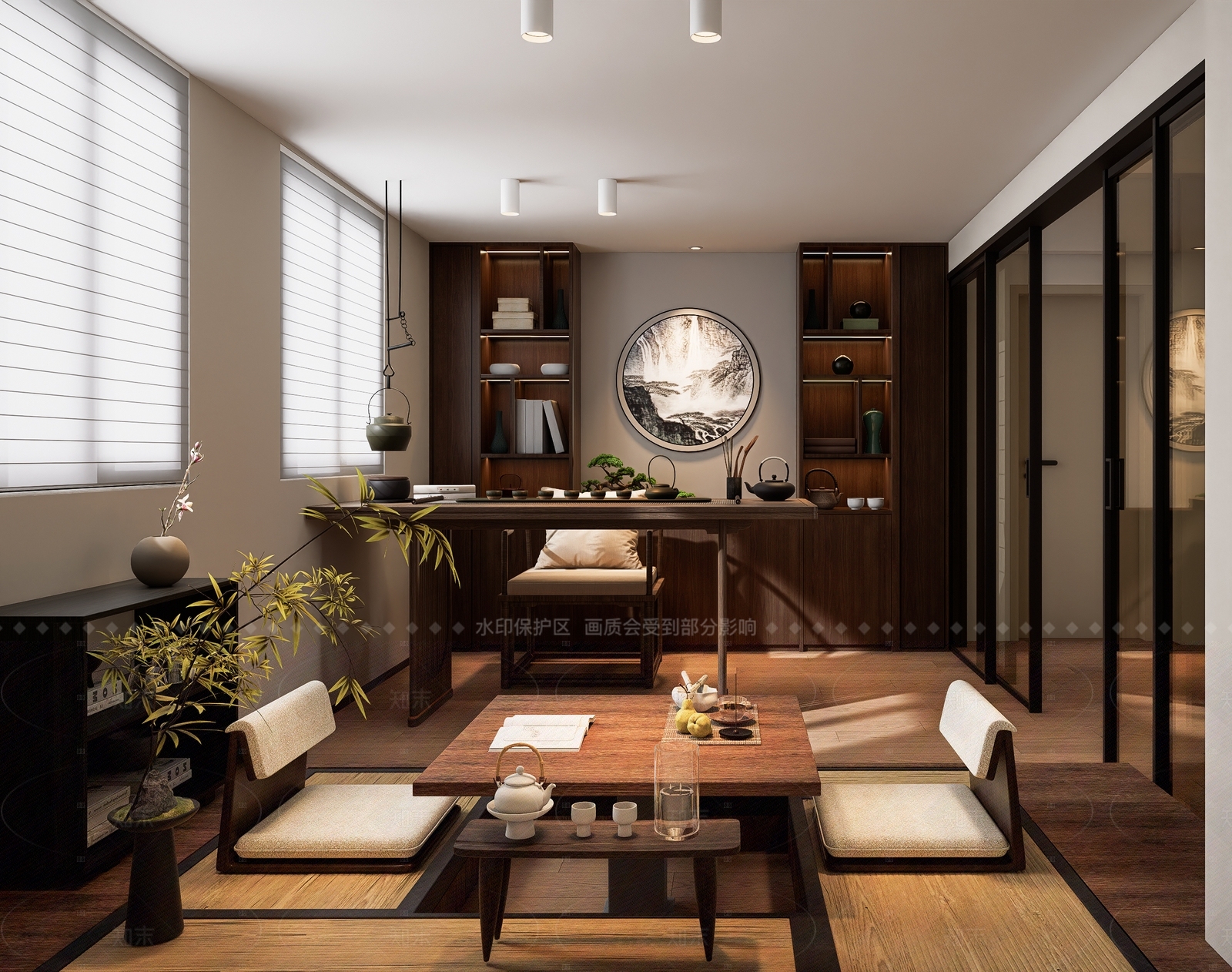 现代新中式茶室SU模型下载【ID:1204941334】