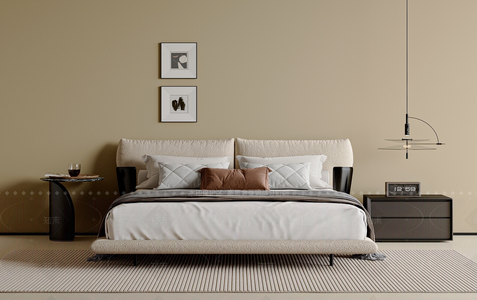 现代简约双人床SU模型下载【ID:1204941083】