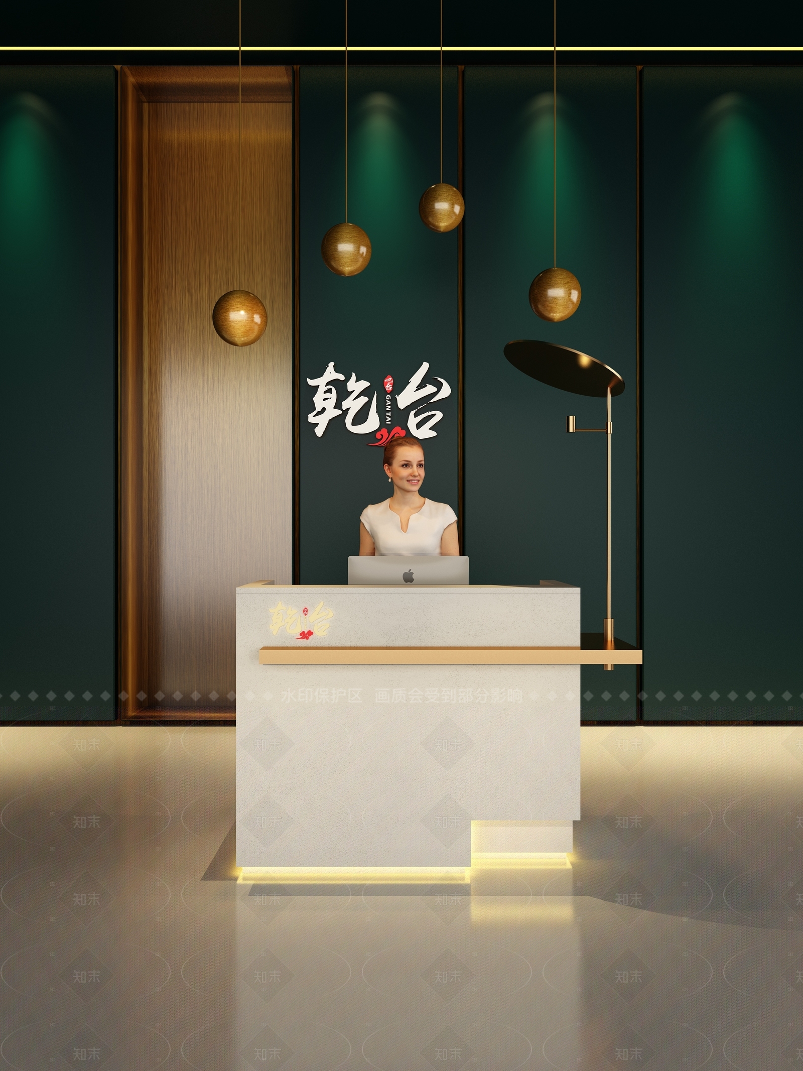 现代新中式前台3D模型下载【ID:1204943845】