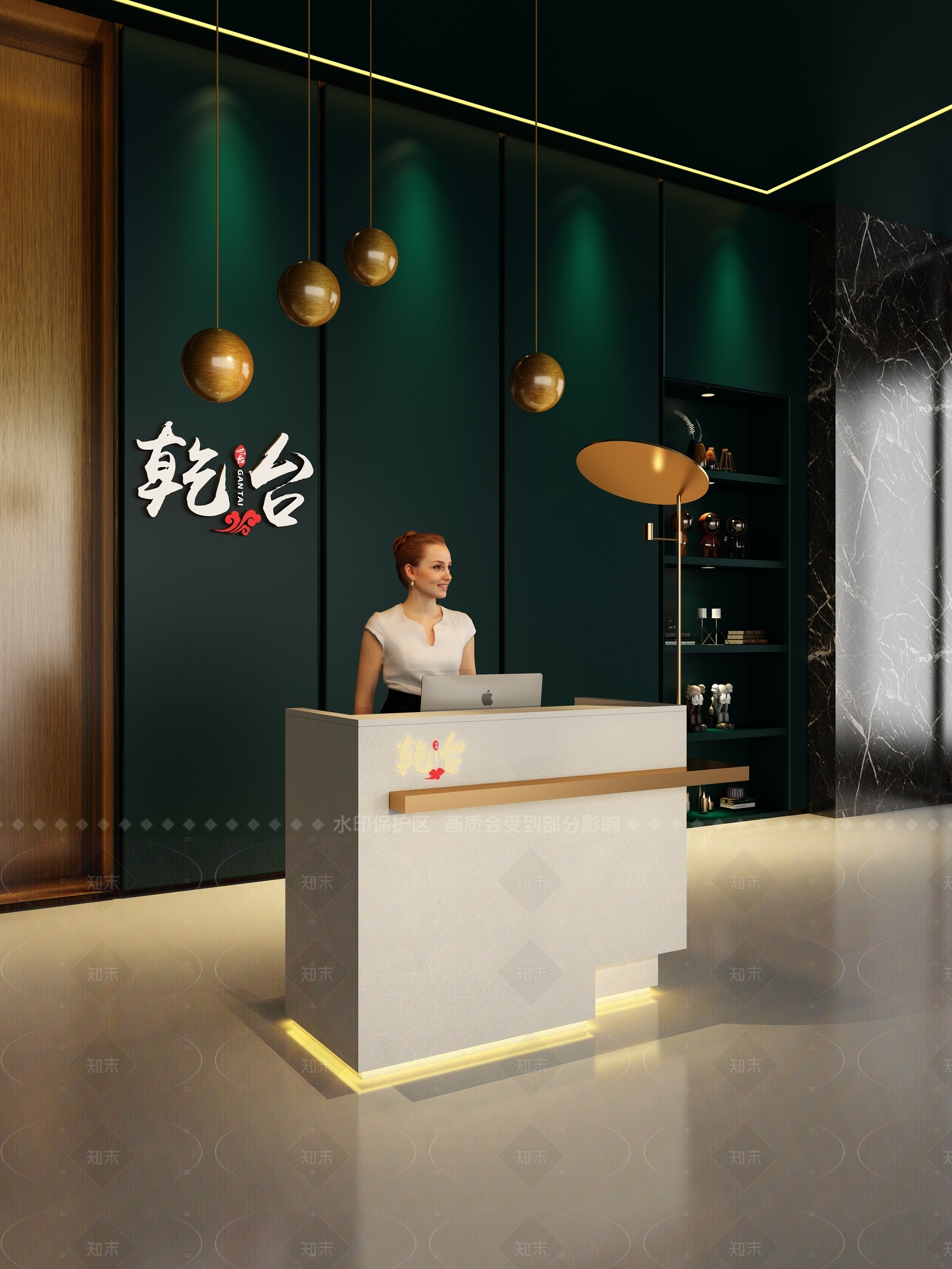 现代新中式前台3D模型下载【ID:1204943845】