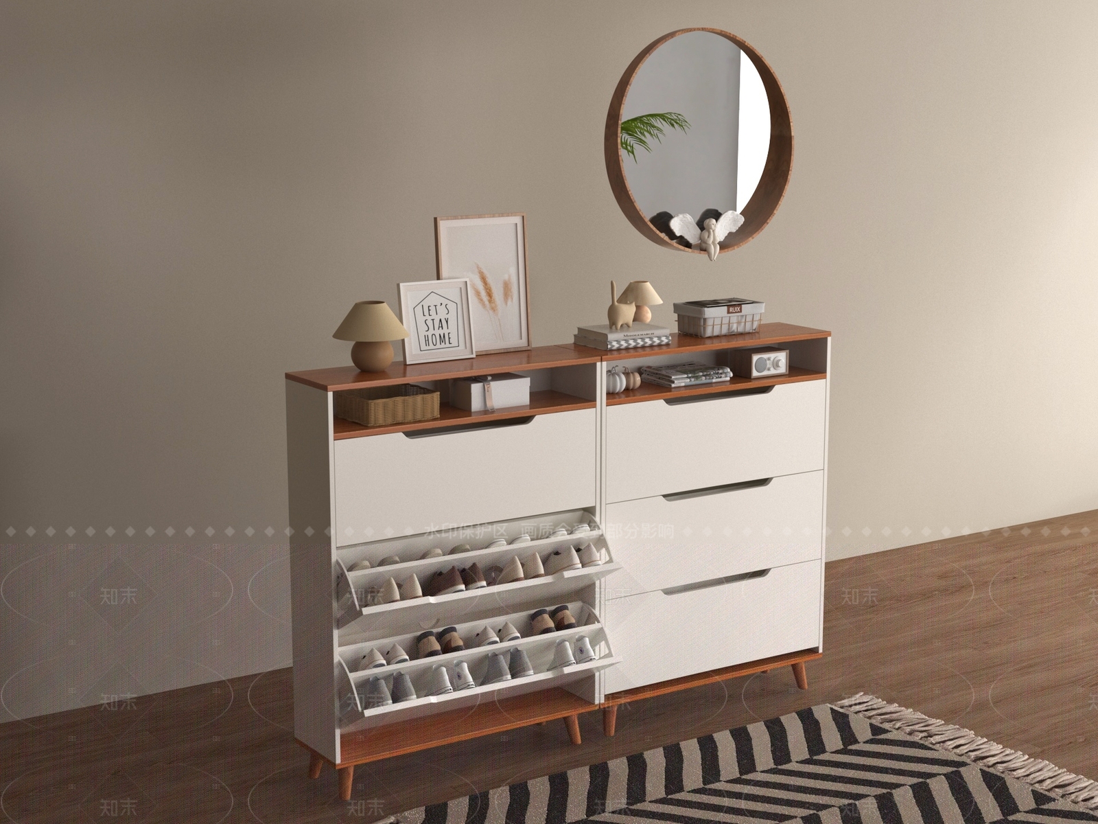 北欧鞋柜3D模型下载【ID:1204945357】