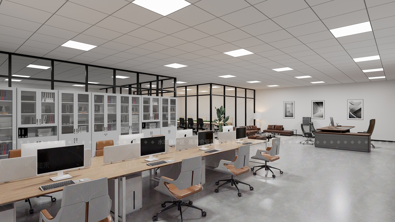 现代办公大厅3D模型下载【ID:1204946650】