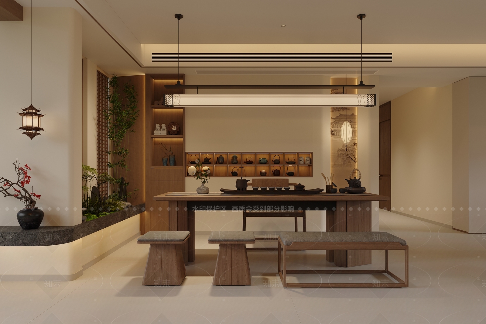 新中式原木家居客厅3D模型下载【ID:1204957448】