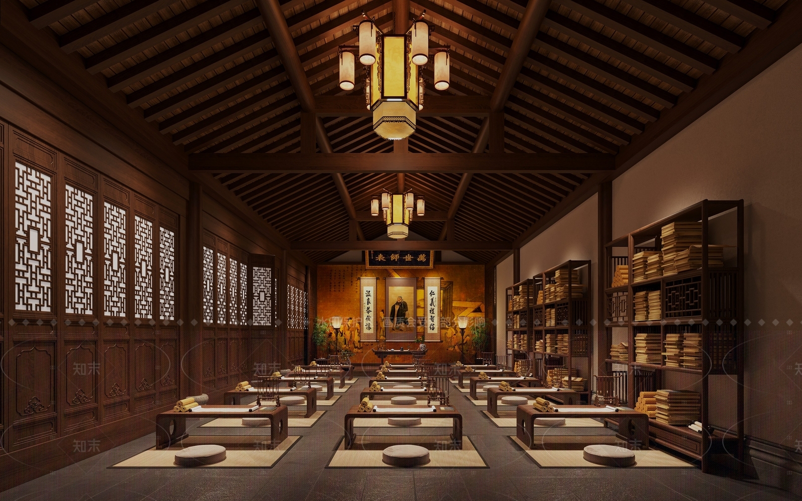 中式教室3D模型下载【ID:1204952366】