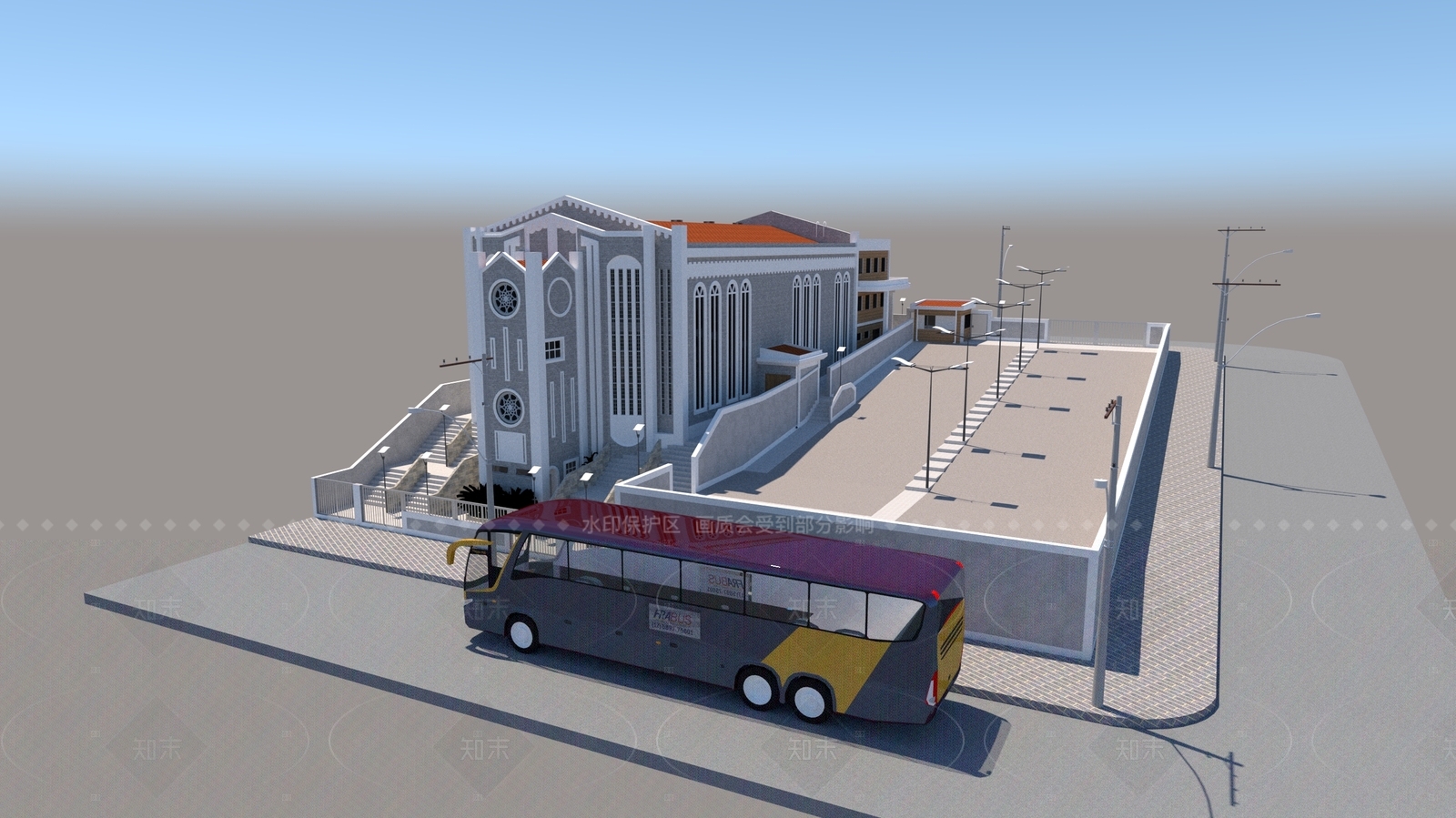 欧式教堂建筑SU模型下载【ID:1204953573】