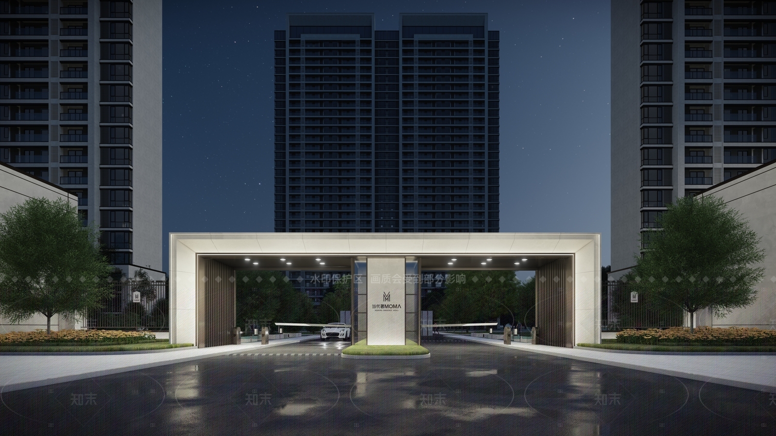 现代极简小区建筑SU模型下载【ID:1204959554】