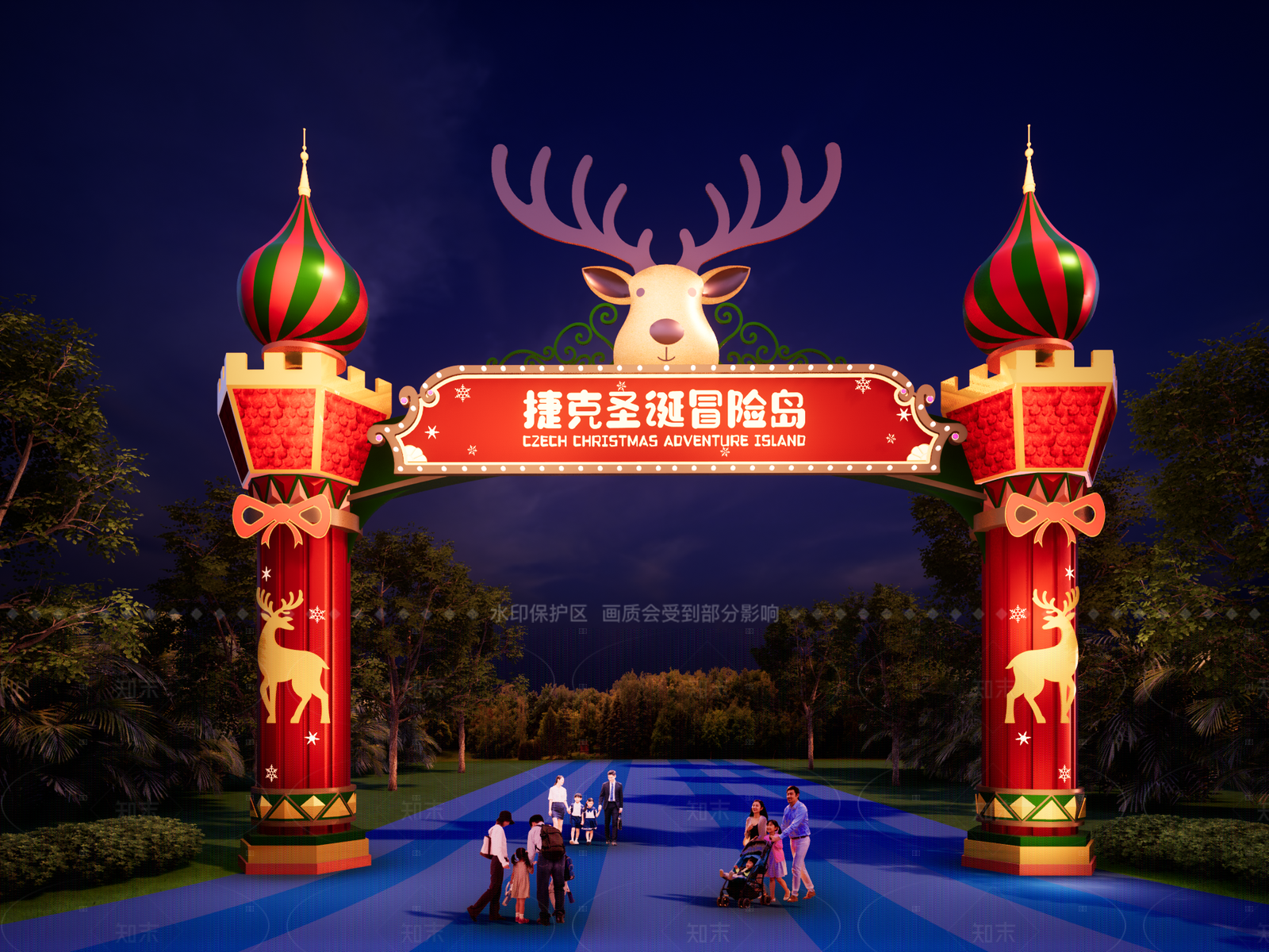 欧式轻奢入口大门SU模型下载【ID:1204962791】