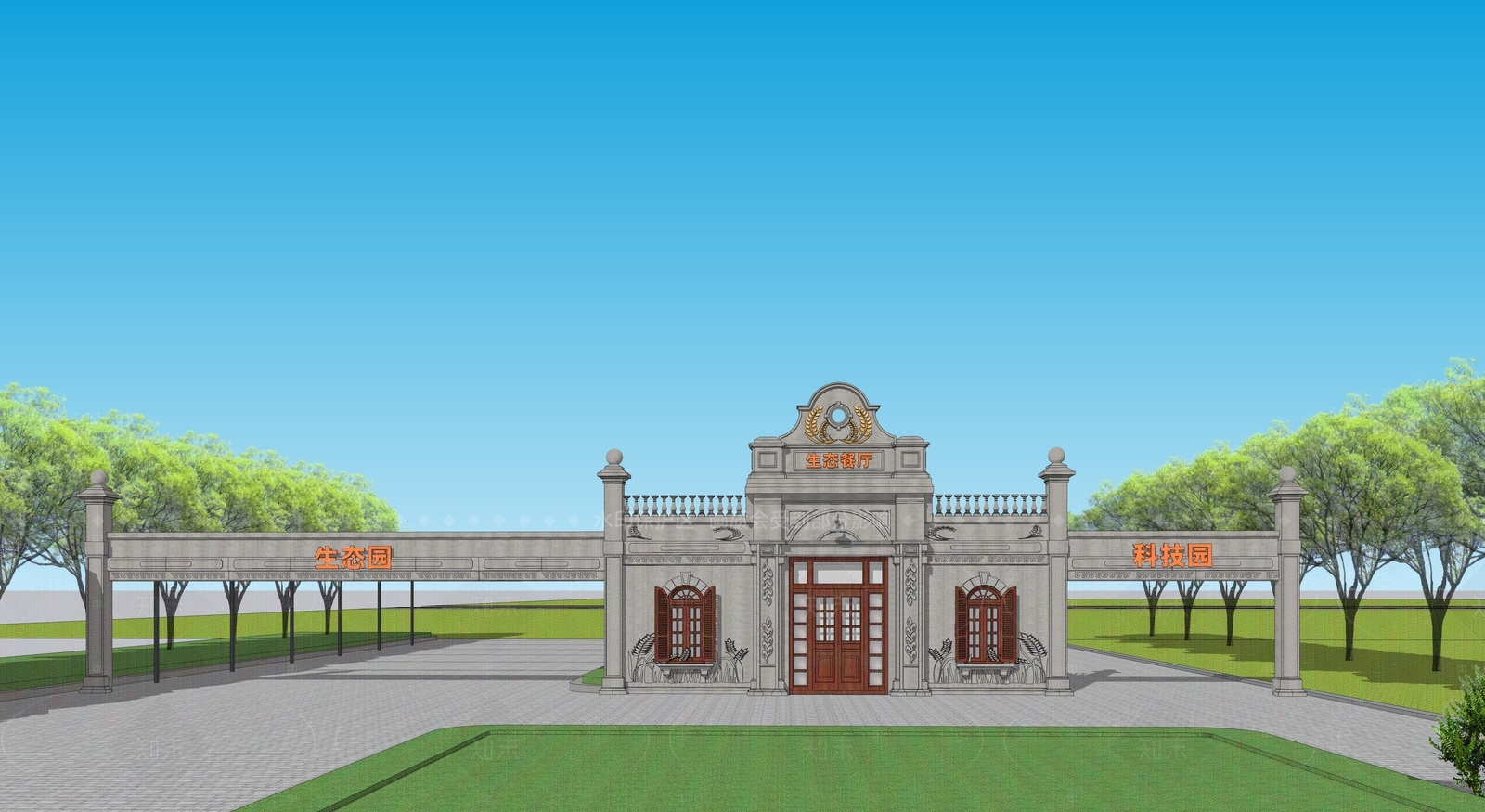 现代欧式牌坊牌楼SU模型下载【ID:1204969676】