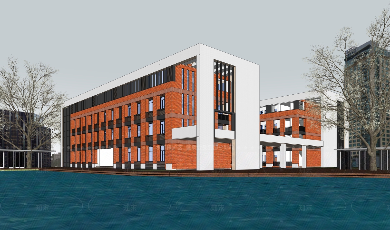 现代新中式大学教学楼SU模型下载【ID:1205061487】