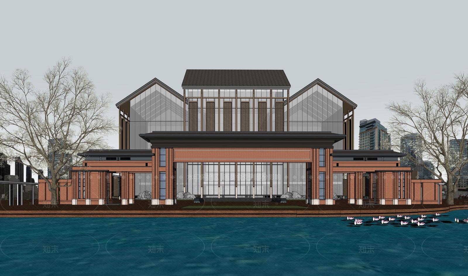 新中式中式入口大门SU模型下载【ID:1205061443】