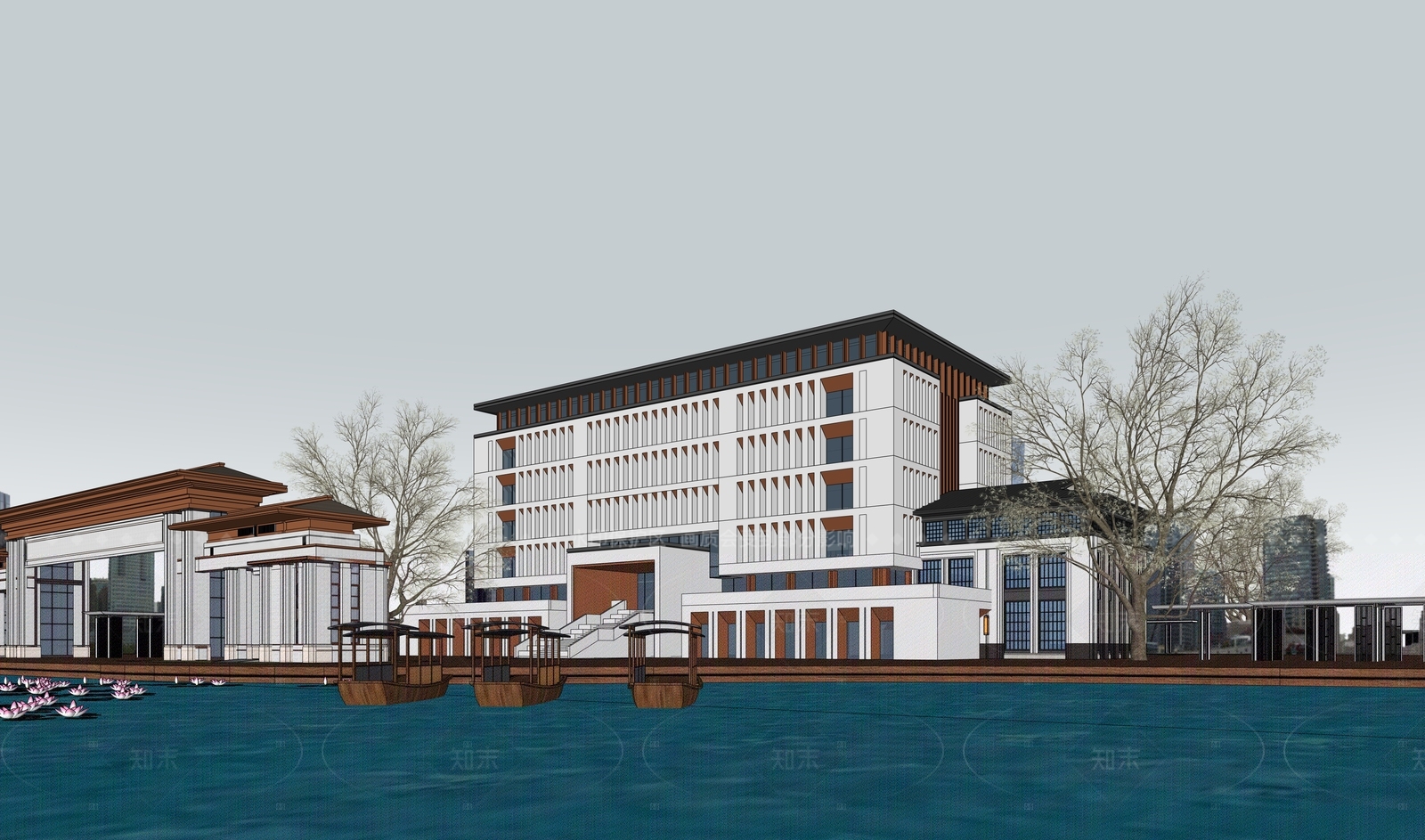 新中式现代学校建筑SU模型下载【ID:1205061410】