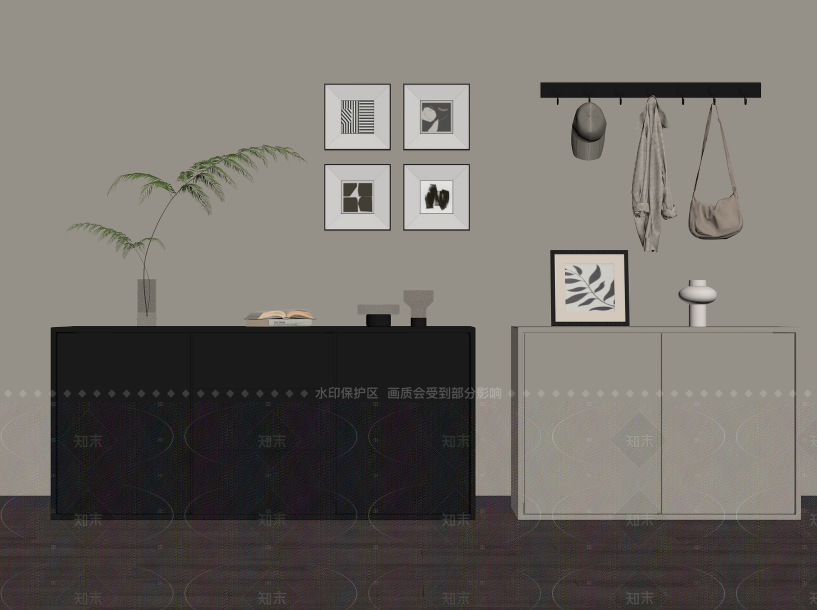 现代极简玄关柜SU模型下载【ID:1204980591】