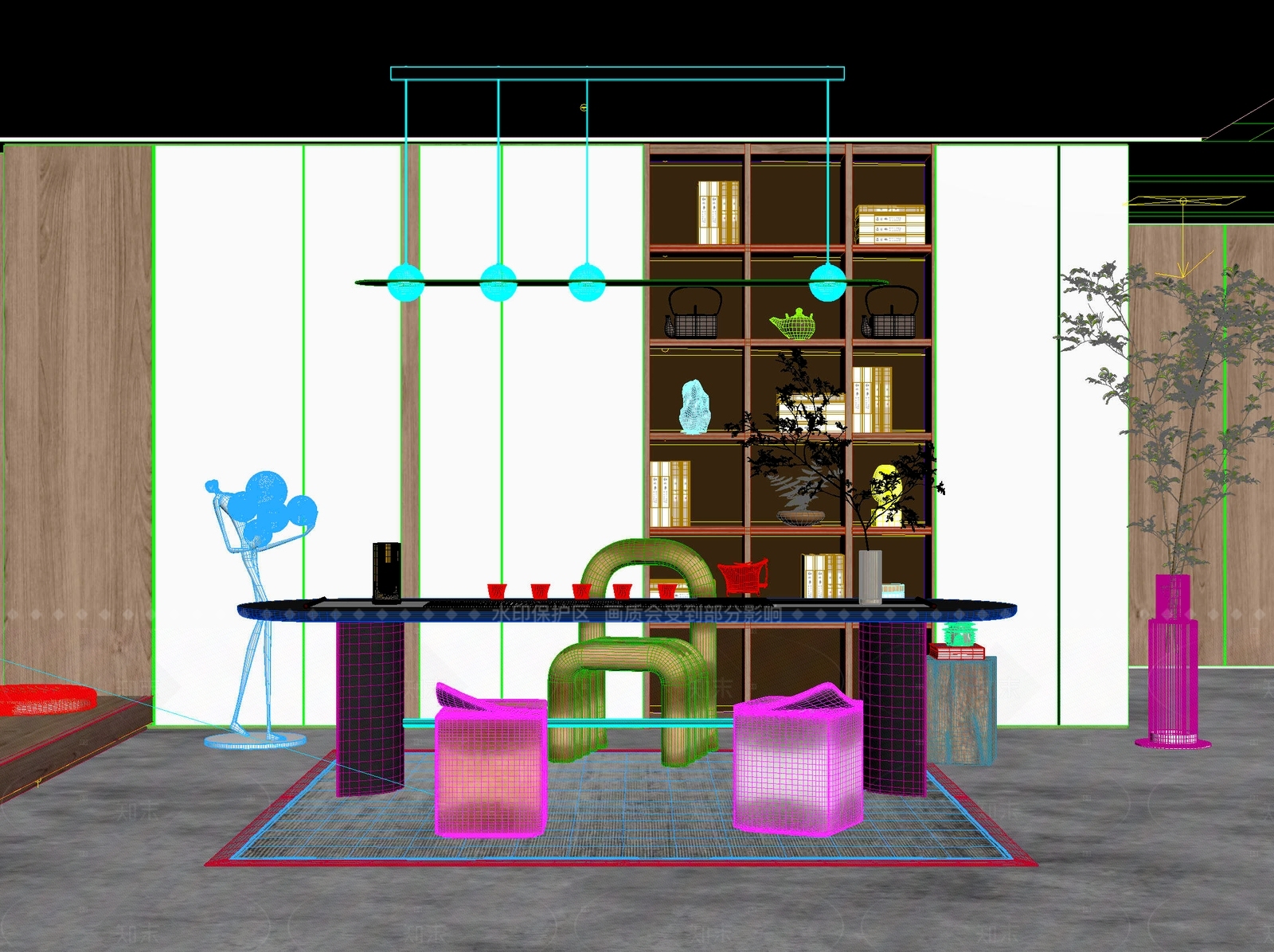 新中式中式茶桌椅3D模型下载【ID:1204980603】