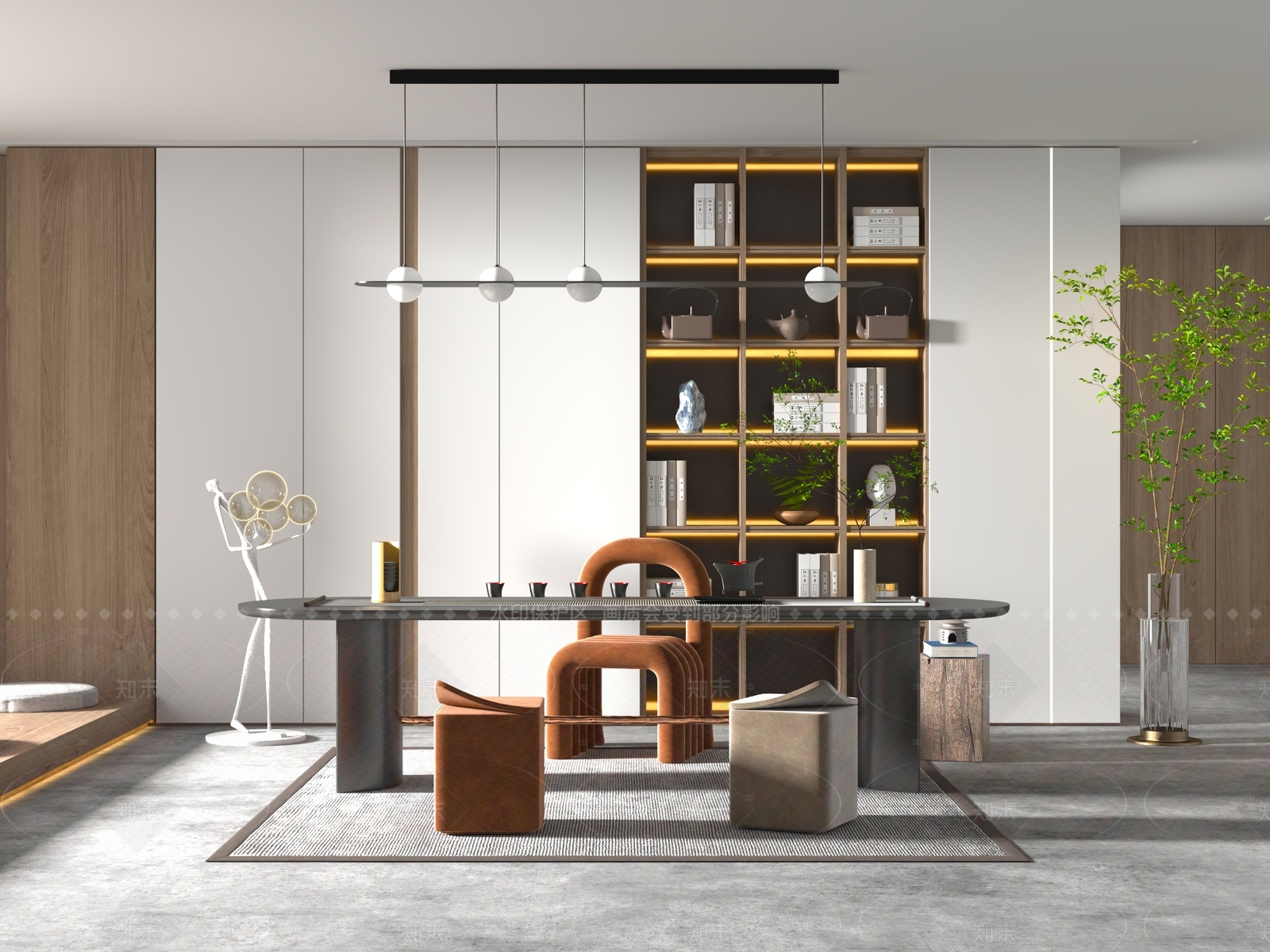 新中式中式茶桌椅3D模型下载【ID:1204980603】