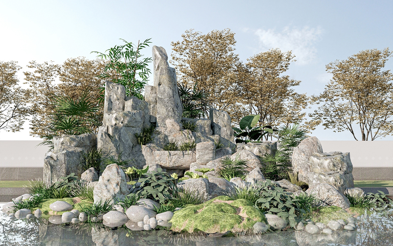 现代新中式景观石SU模型下载【ID:1204981425】