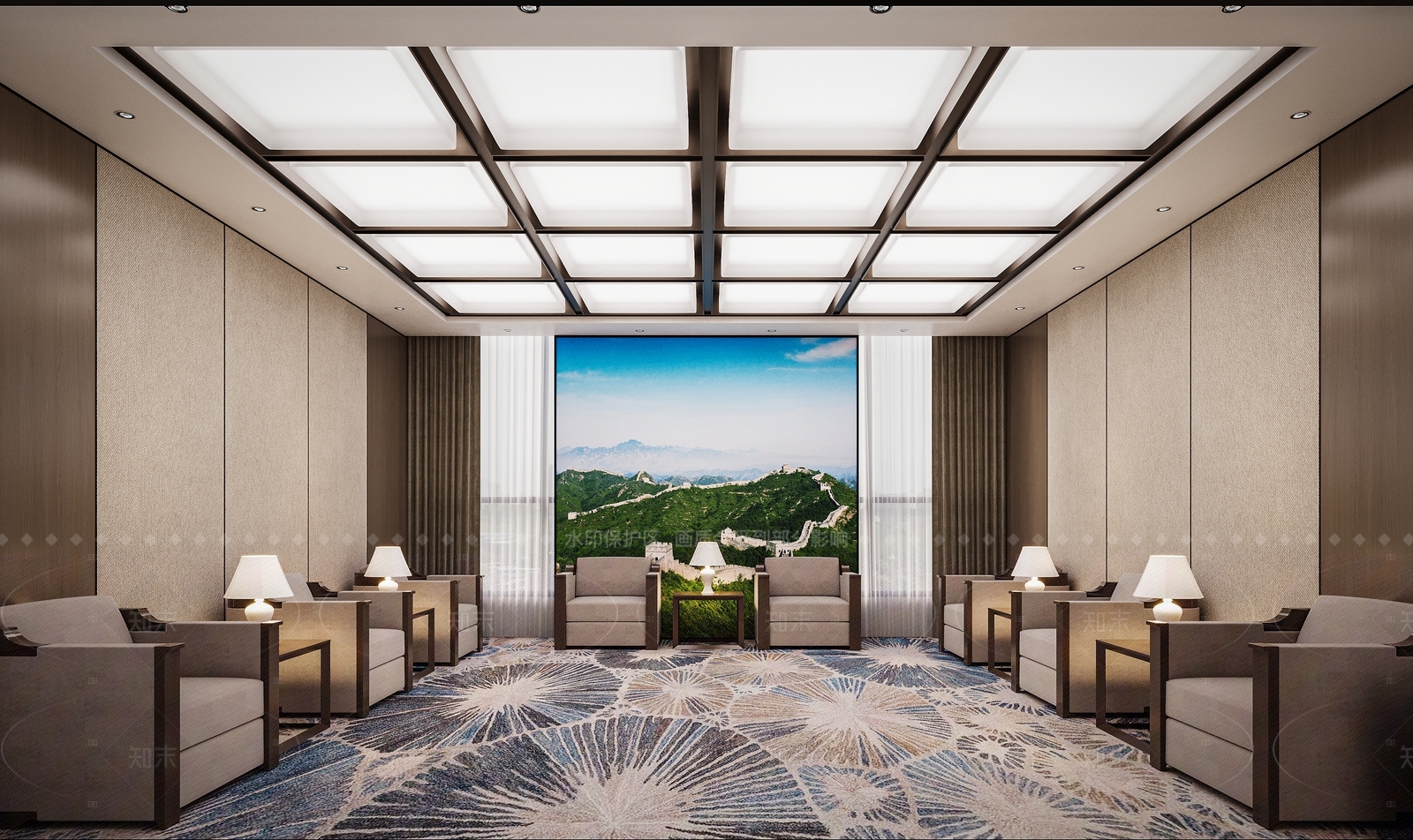 新中式接待室3D模型下载【ID:1204983249】