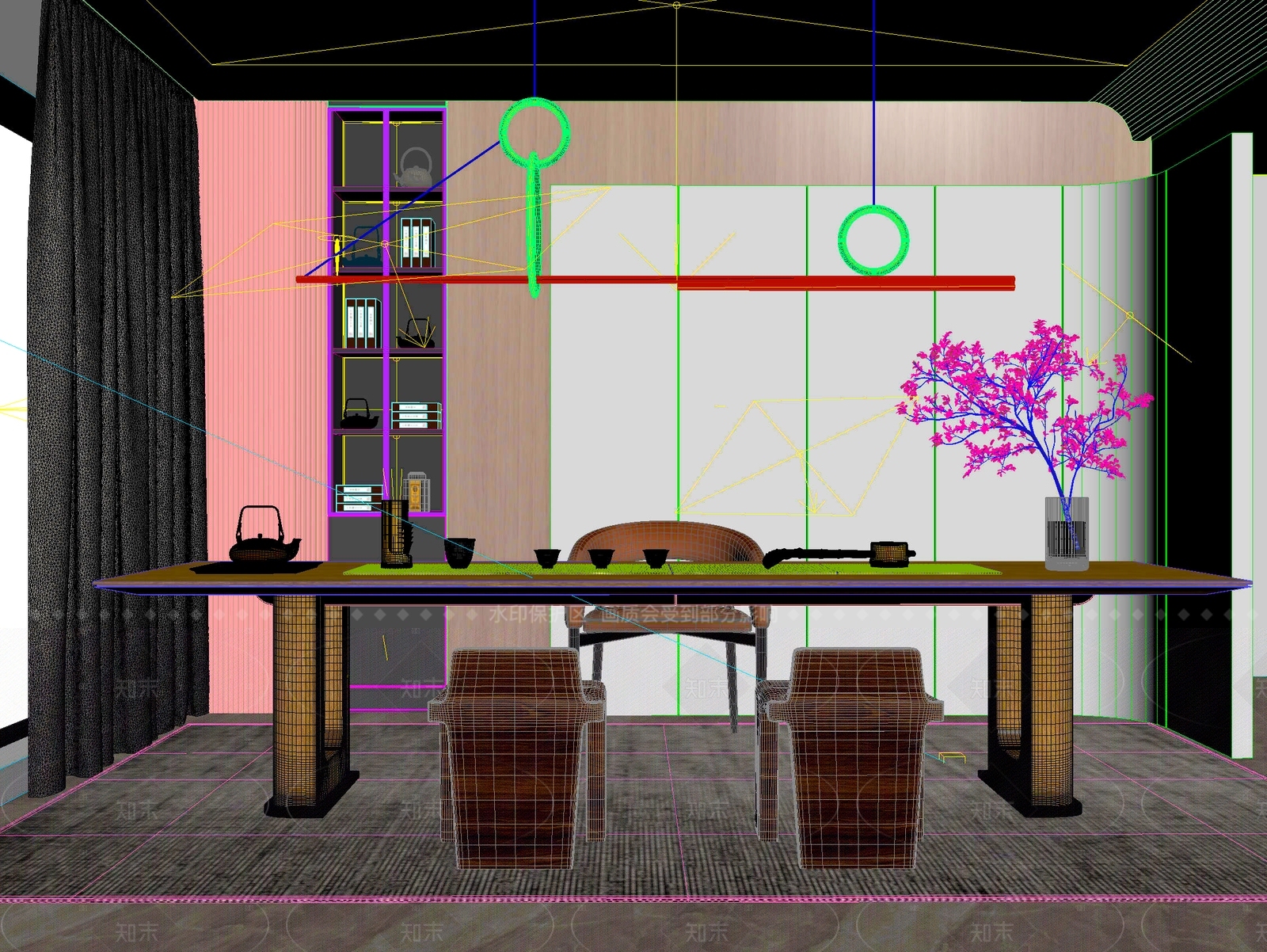 新中式中式茶桌椅3D模型下载【ID:1204984089】