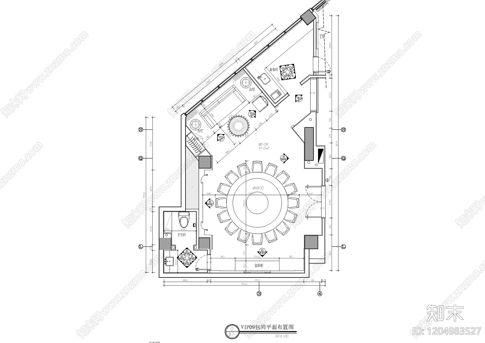 现代中餐厅cad施工图下载【ID:1204983527】