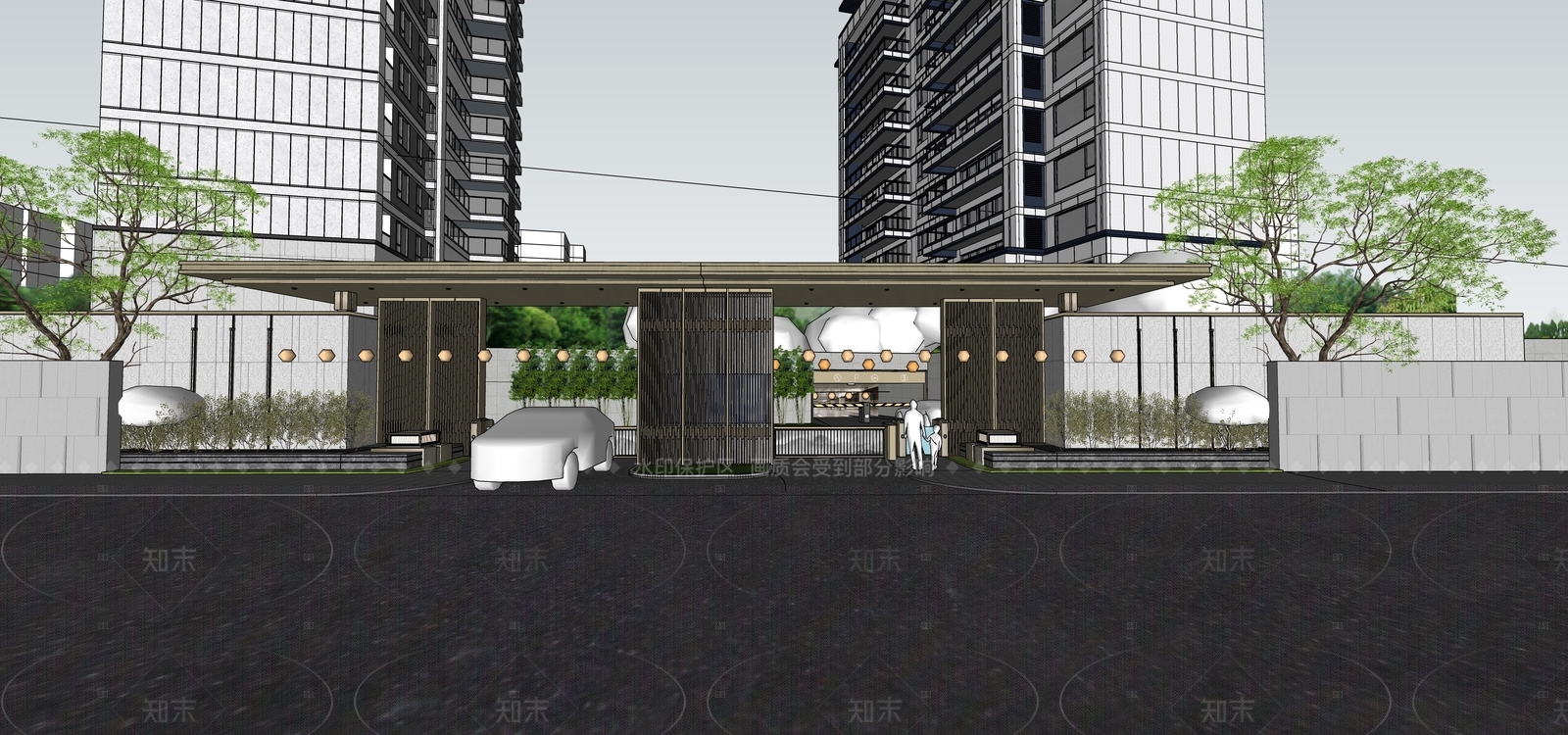 现代小区建筑SU模型下载【ID:1204983840】