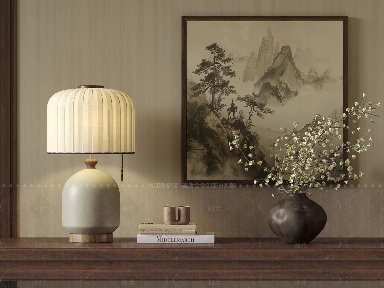 中式现代台灯3D模型下载【ID:1204985749】