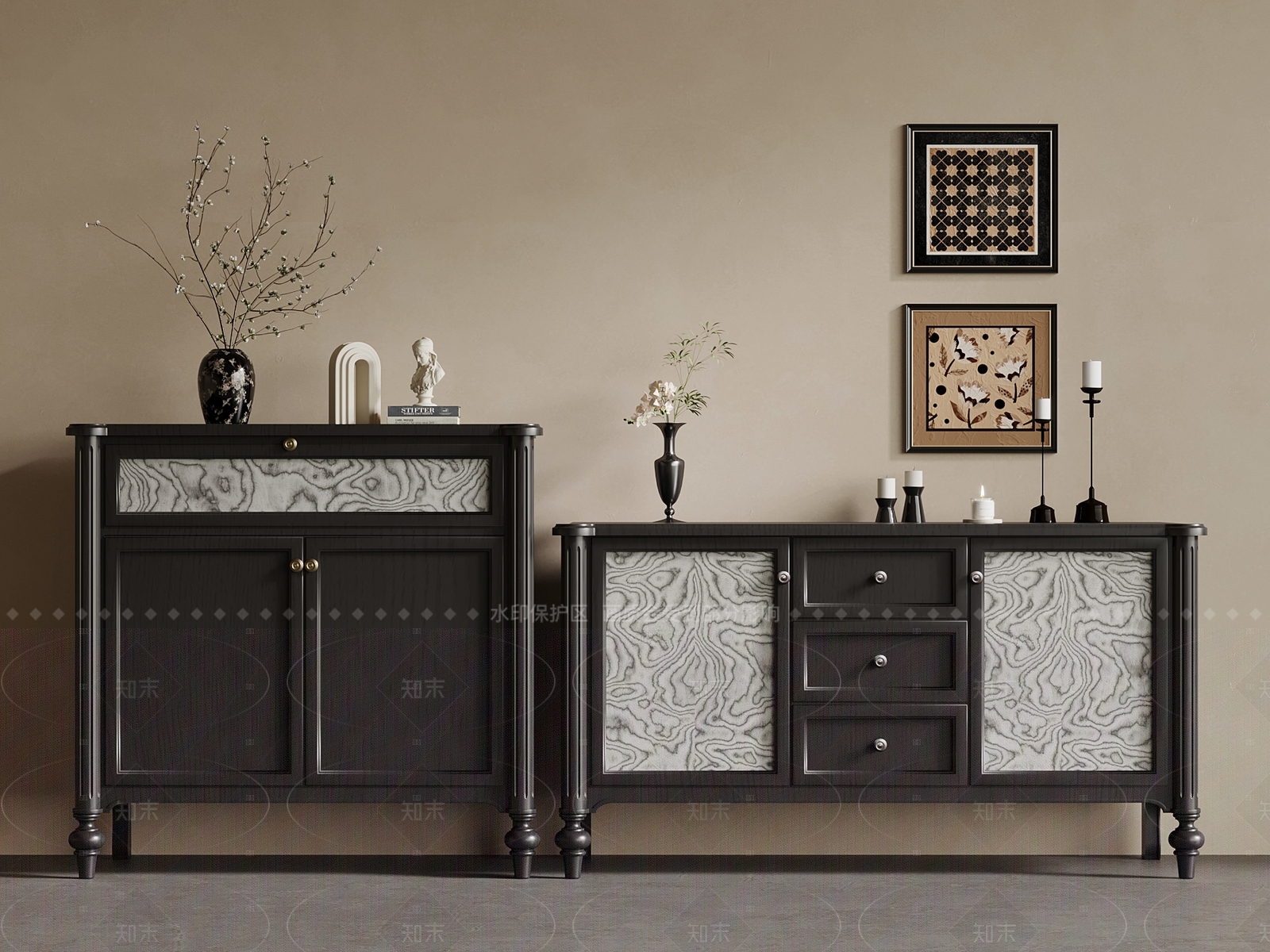 法式斗柜3D模型下载【ID:1204985806】